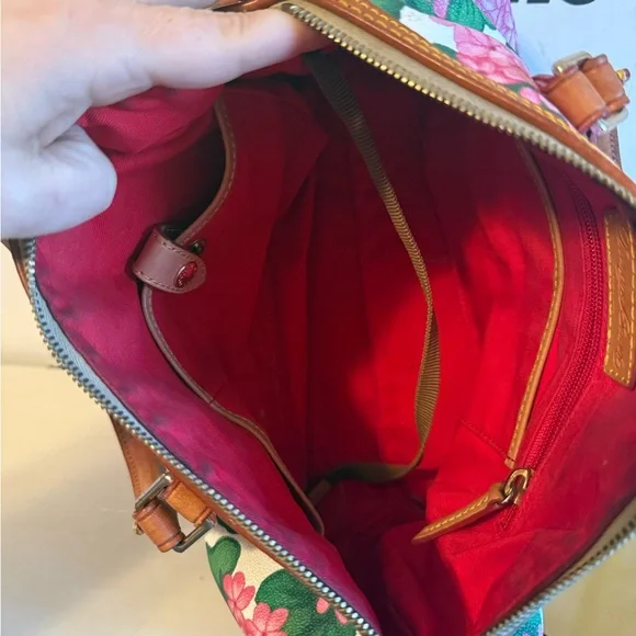 Dooney & Bourke Pink and Green Hydrangea Floral Satchel - Picture 7 of 9
